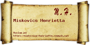 Miskovics Henrietta névjegykártya